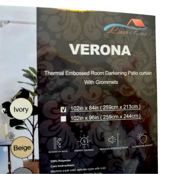 Verona Other - Verona Thermal Embossed Blackout Curtain Ivory 102” x 84” NWT